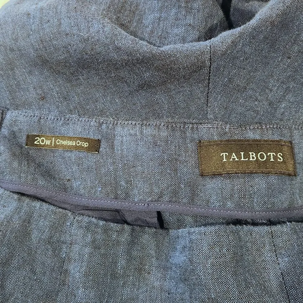Talbots Womens Navy Blue 100% Linen Chelsea Crop Pants Size 20W Nautical Beach - Picture 7 of 13